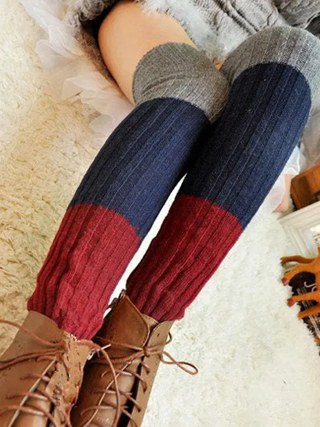 Casual Contrast Color Leg Warmers Accessories