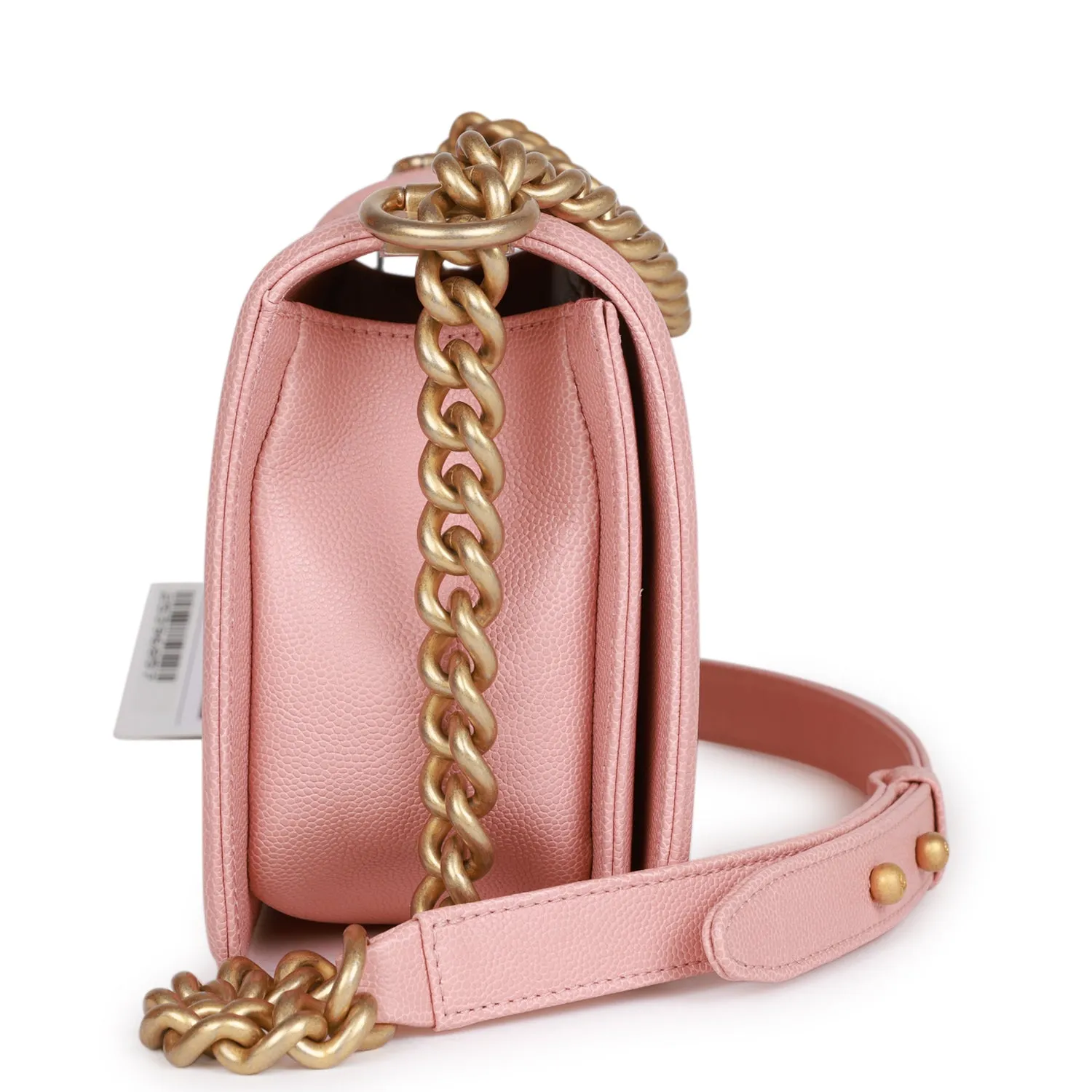 Chanel Medium Boy Bag Pink Caviar Antique Gold Hardware