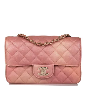 Chanel Mini Rectangular Flap Bag Pink Ombre Metallic Lambskin Light Gold Hardware