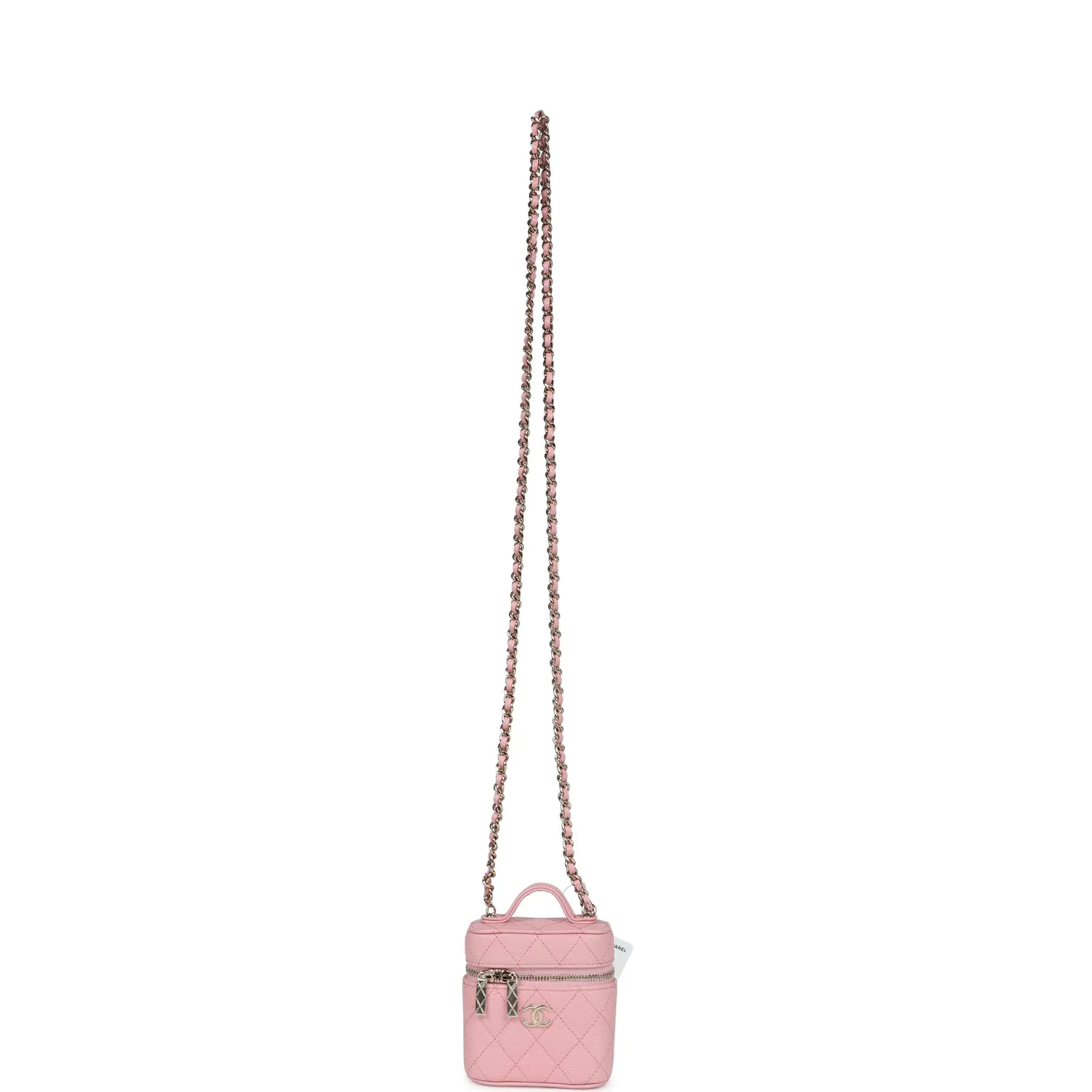 Chanel Mini Top Handle Crossbody Vanity Case Pink Caviar Gold Hardware