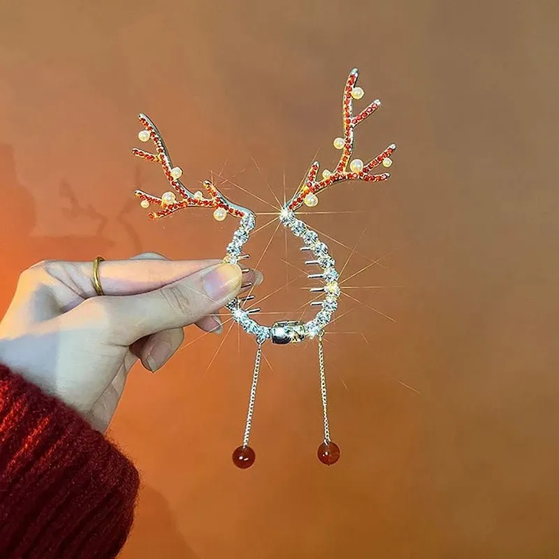 Christmas Deer Antler Hair Clips – Festive Hair Accessories for Girls' Holiday Cheer!