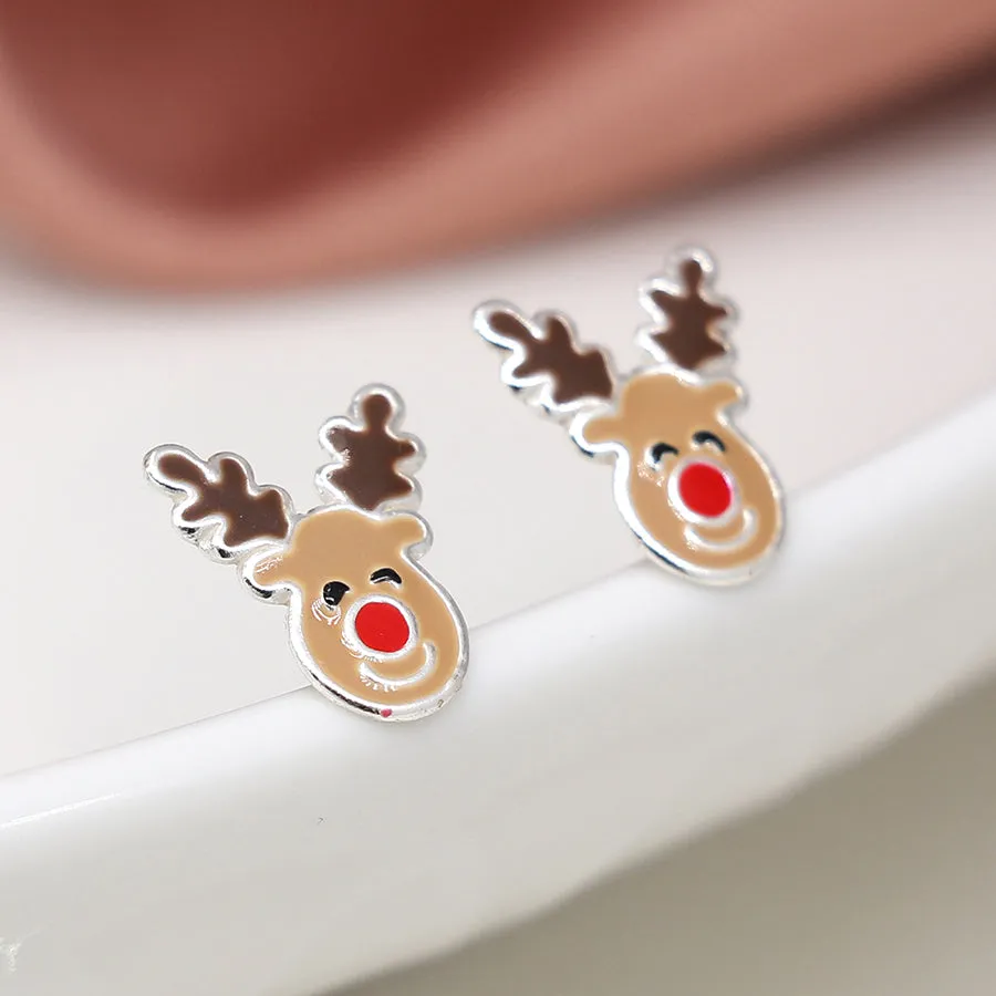 Christmas Rudolph Sterling Silver Studs