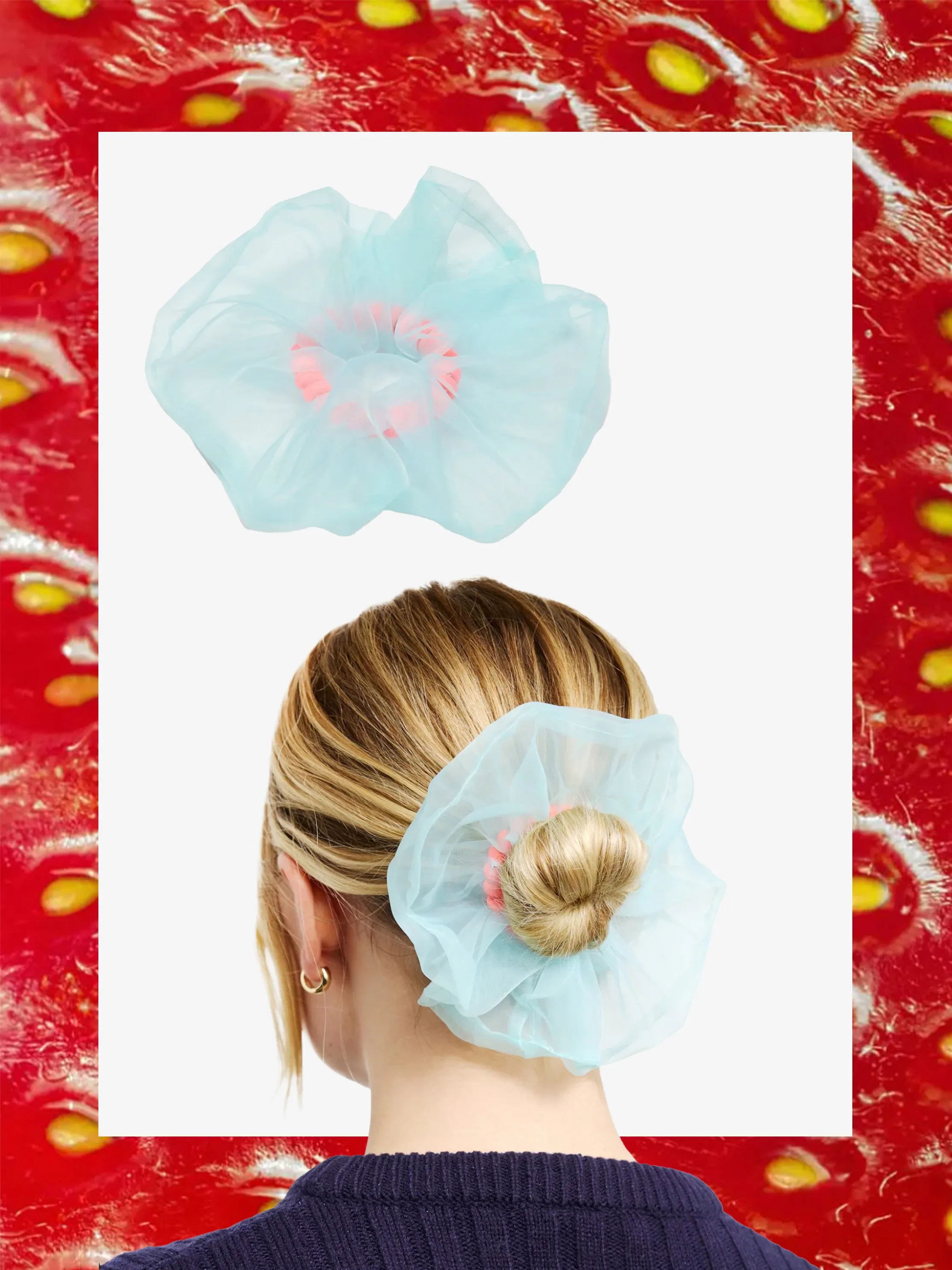 Chunks Scrunchie Blue   Punch Organza