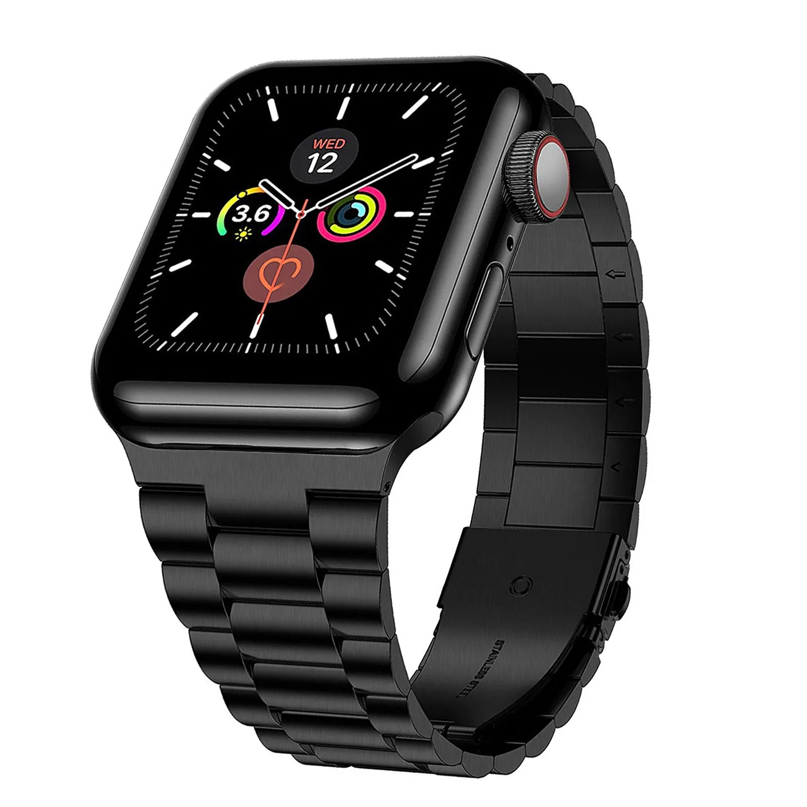 Classic Stainless Steel Metal Slim Band for Apple Watch-Black