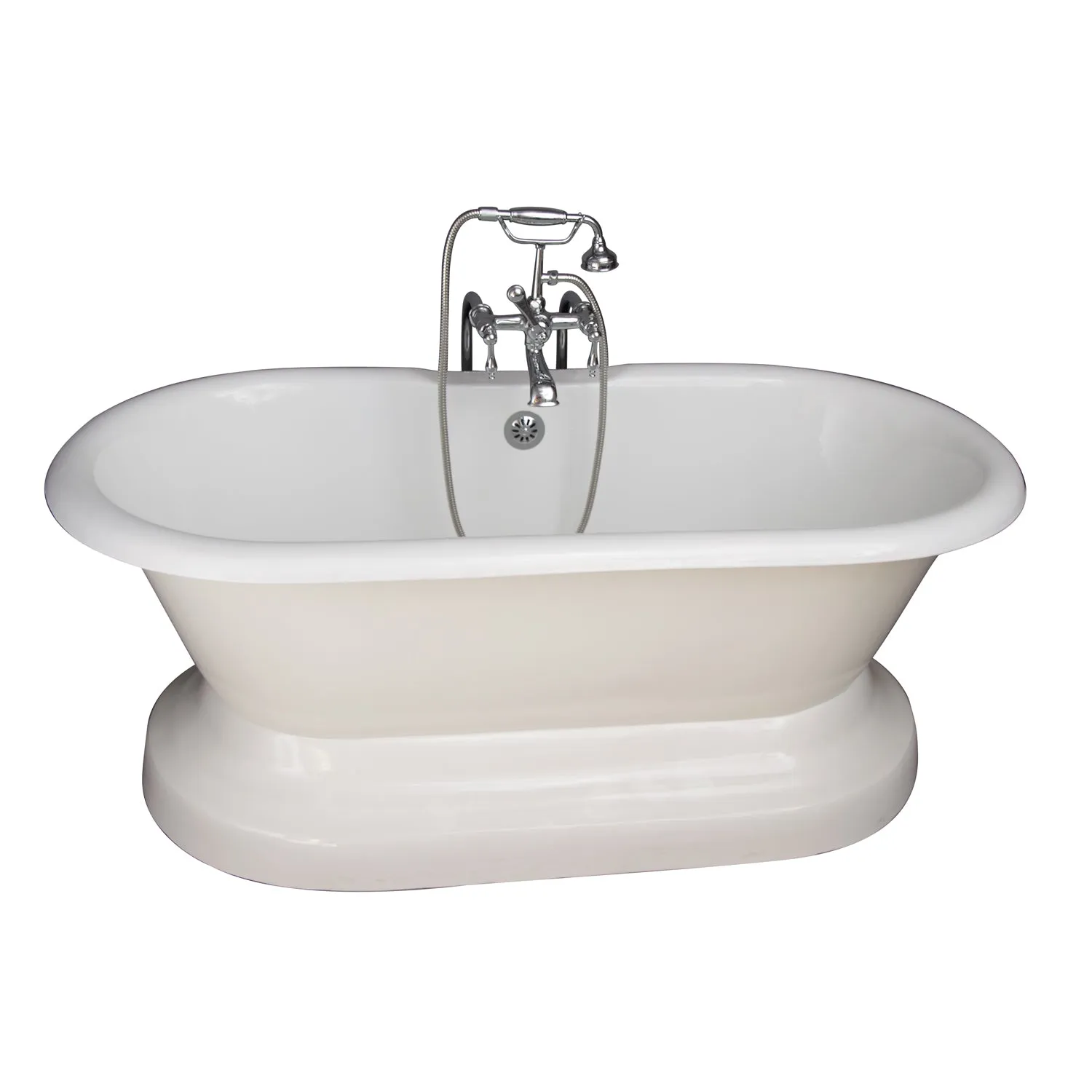 Columbus 61" Cast Iron Double Roll Top Tub Kit-Polished Chrome Accessories