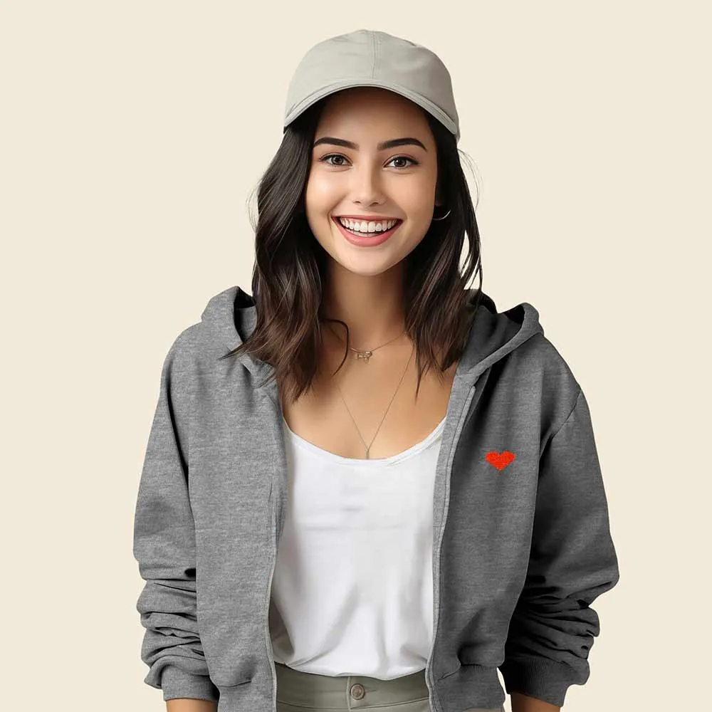 Dalix Pixel Heart Cropped Zip Hoodie