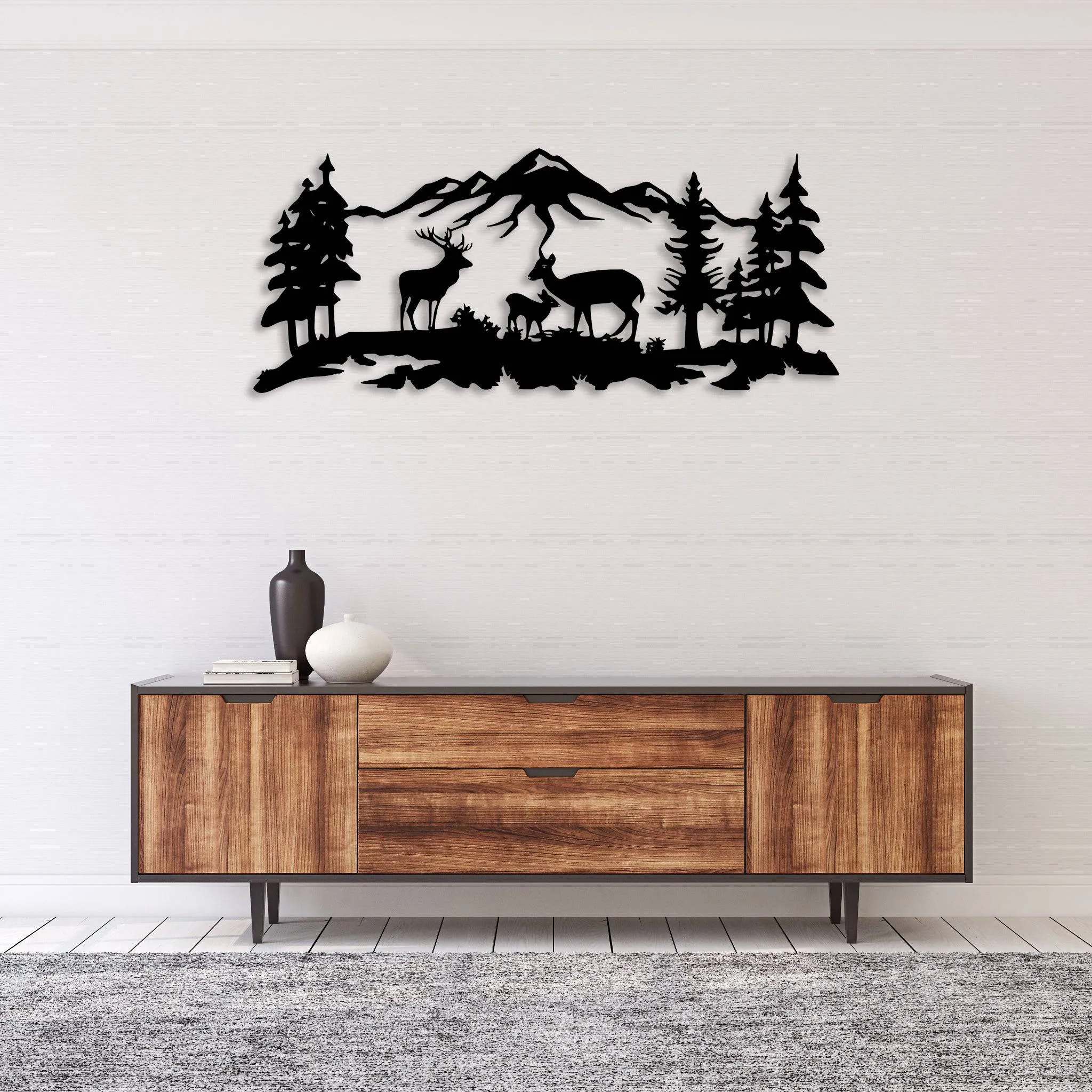 Deer Grazing - Metal Wall Art