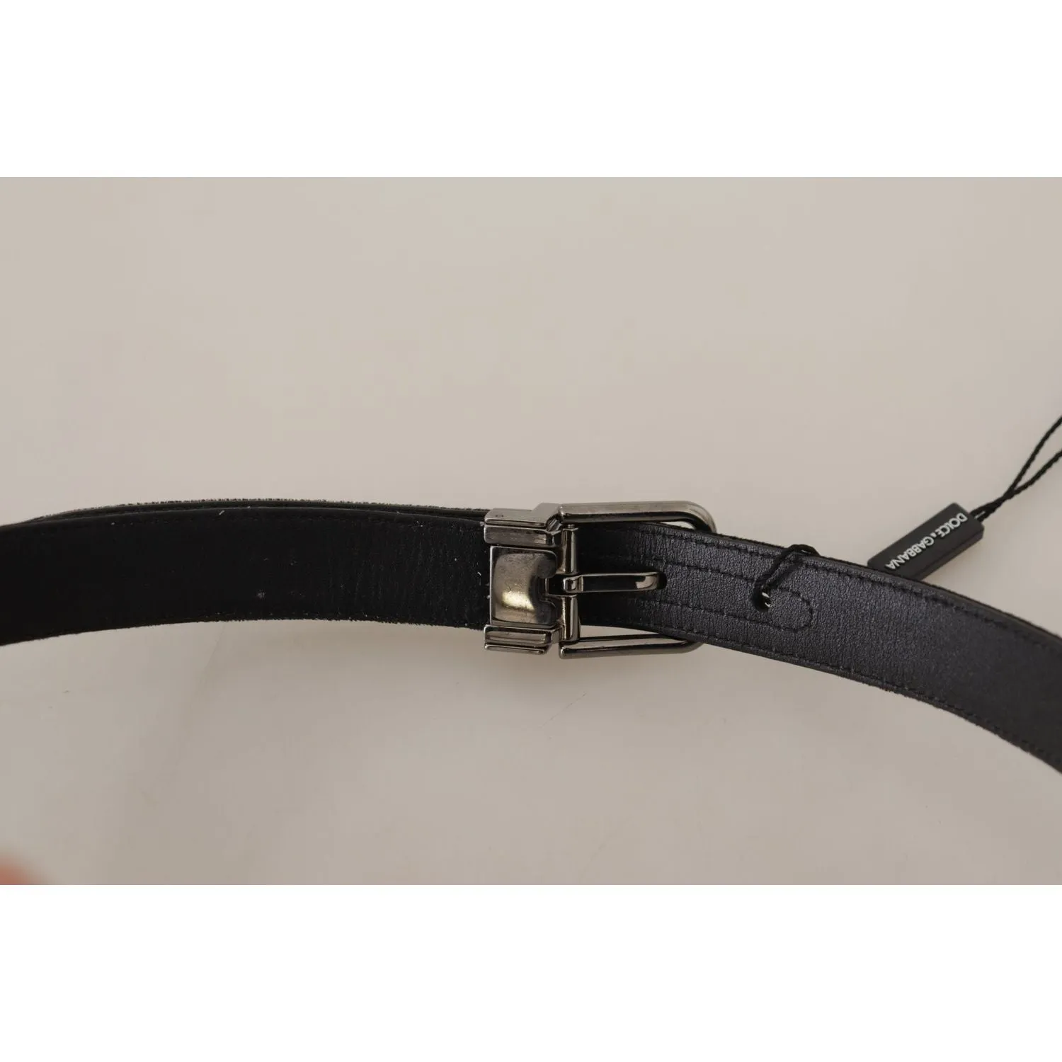 Dolce & Gabbana Elegant Black Cotton-Leather D&G Belt