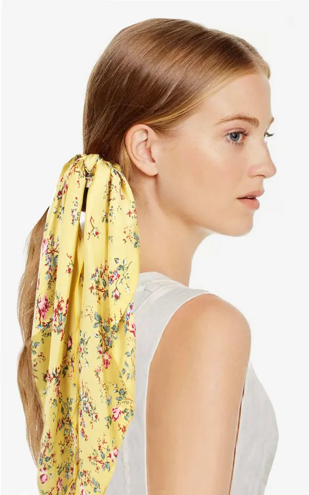 EAH2060 Flower Print Satin Hair Scarf (12PCS)