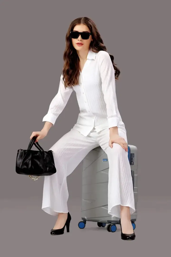 FMH Women's White Solid Co-ord Set D117