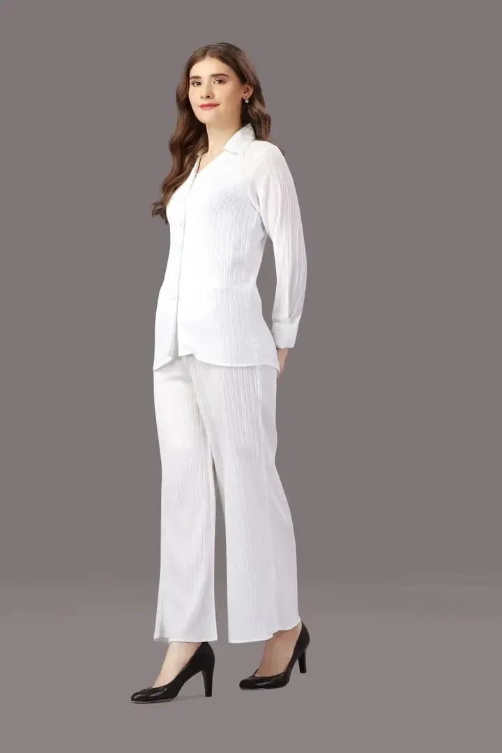 FMH Women's White Solid Co-ord Set D117