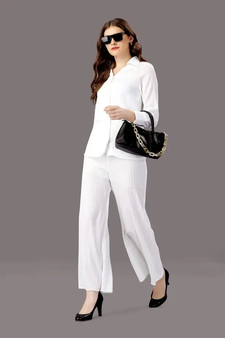 FMH Women's White Solid Co-ord Set D117