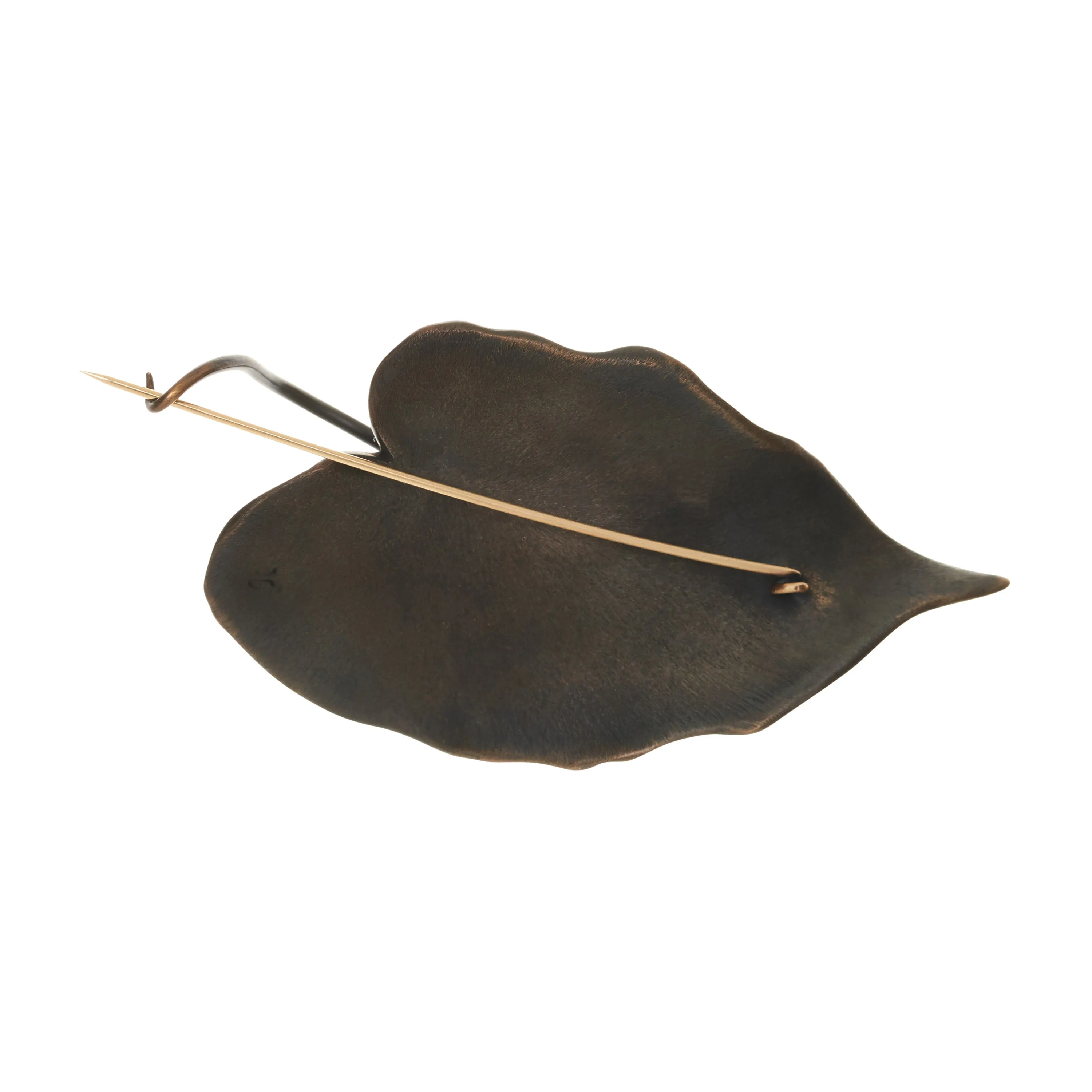 Gabriella Kiss Bronze Leaf Pin with 18k Beetle