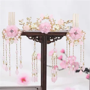 Hair Accessories Set: Pink Blooms