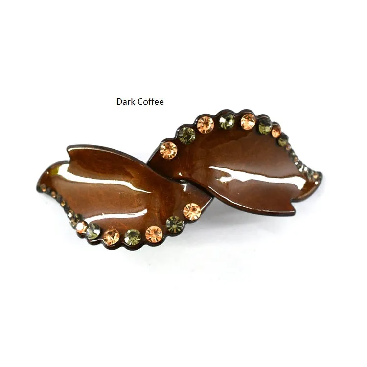 Hair Clip Rhinestone Two Leaves