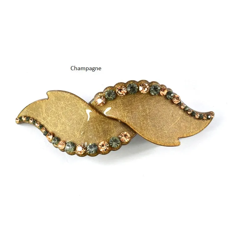 Hair Clip Rhinestone Two Leaves