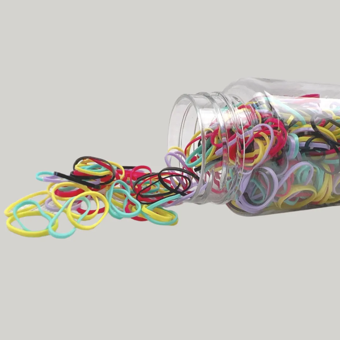 Hair elastics in a jar