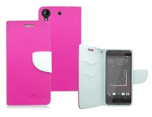 HTC DESIRE 555 / 530 WHITE/PINK LEATHER WALLET CASE