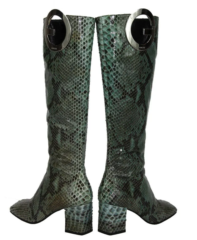 Iconic Tom Ford for Gucci - Python Blue Boots - IT  7 1/2