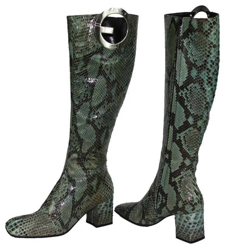 Iconic Tom Ford for Gucci - Python Blue Boots - IT  7 1/2