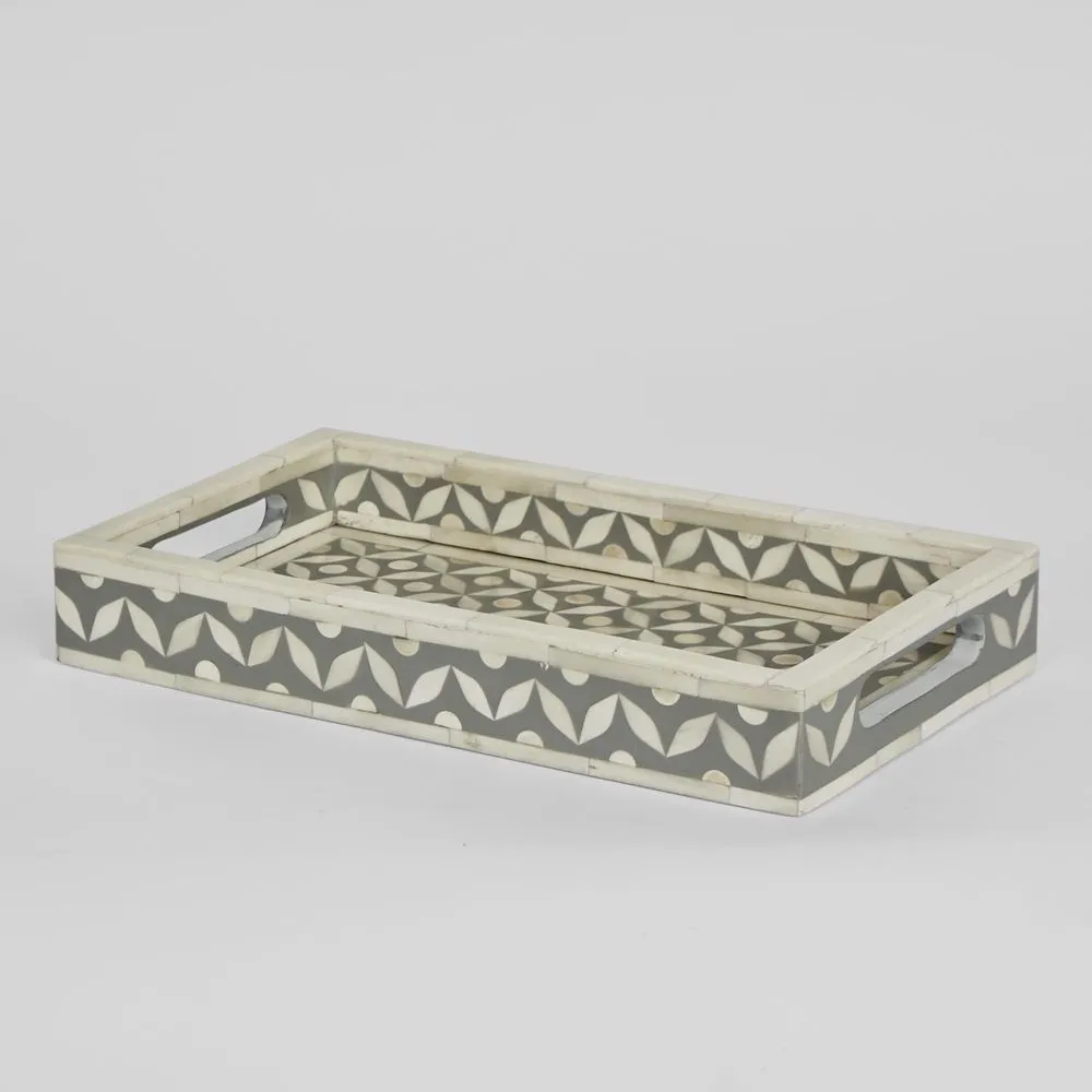 Isla Bone Inlay Tray Grey/White