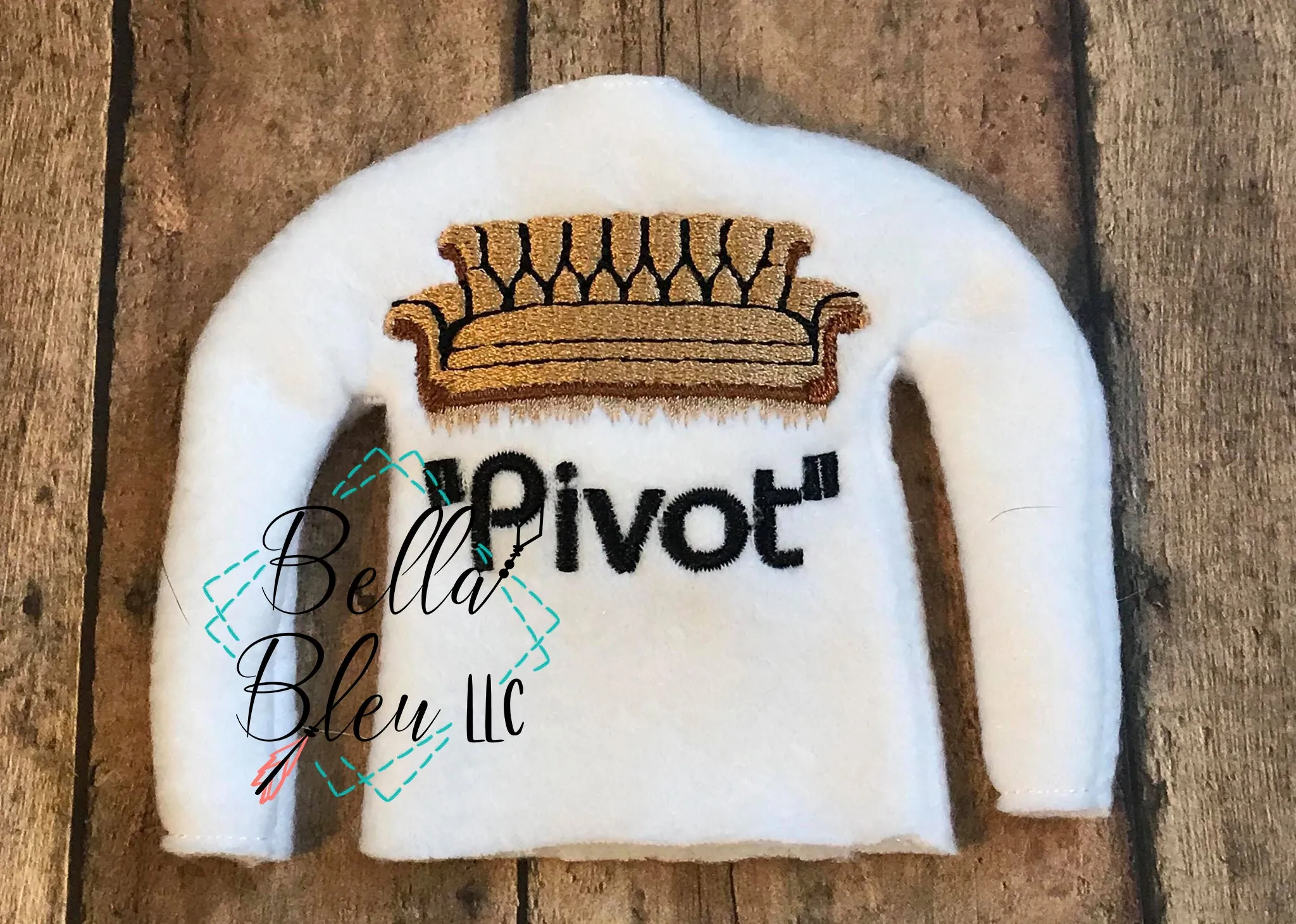 ITH Couch Pivot Elf Sweater Shirt machine embroidery design