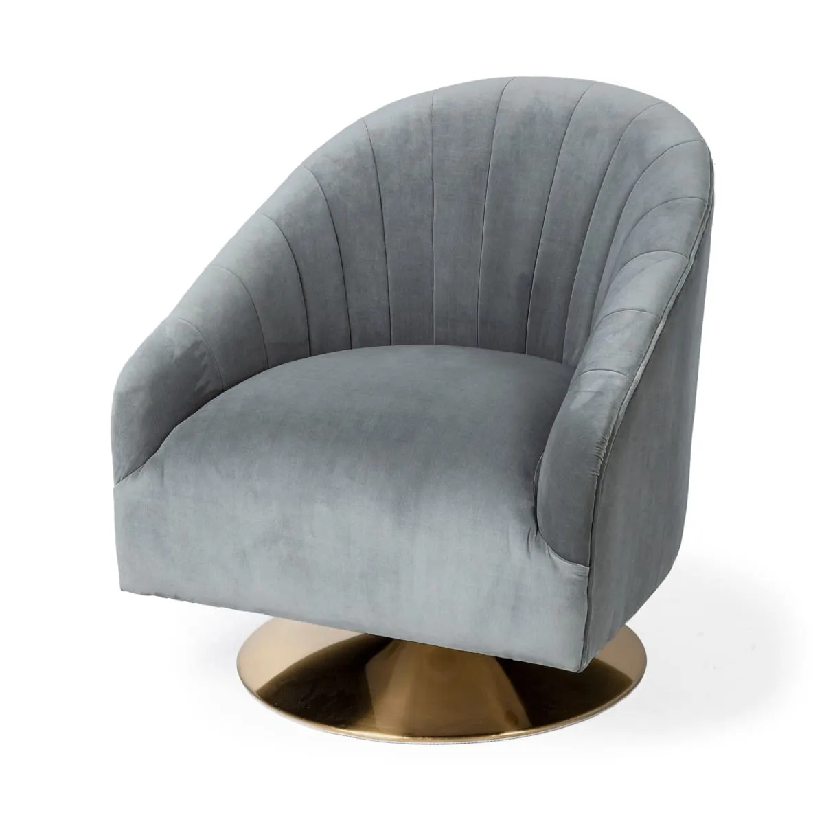 James Accent Chair Gray/Blue Velvet | Gold Metal