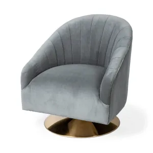 James Accent Chair Gray/Blue Velvet | Gold Metal