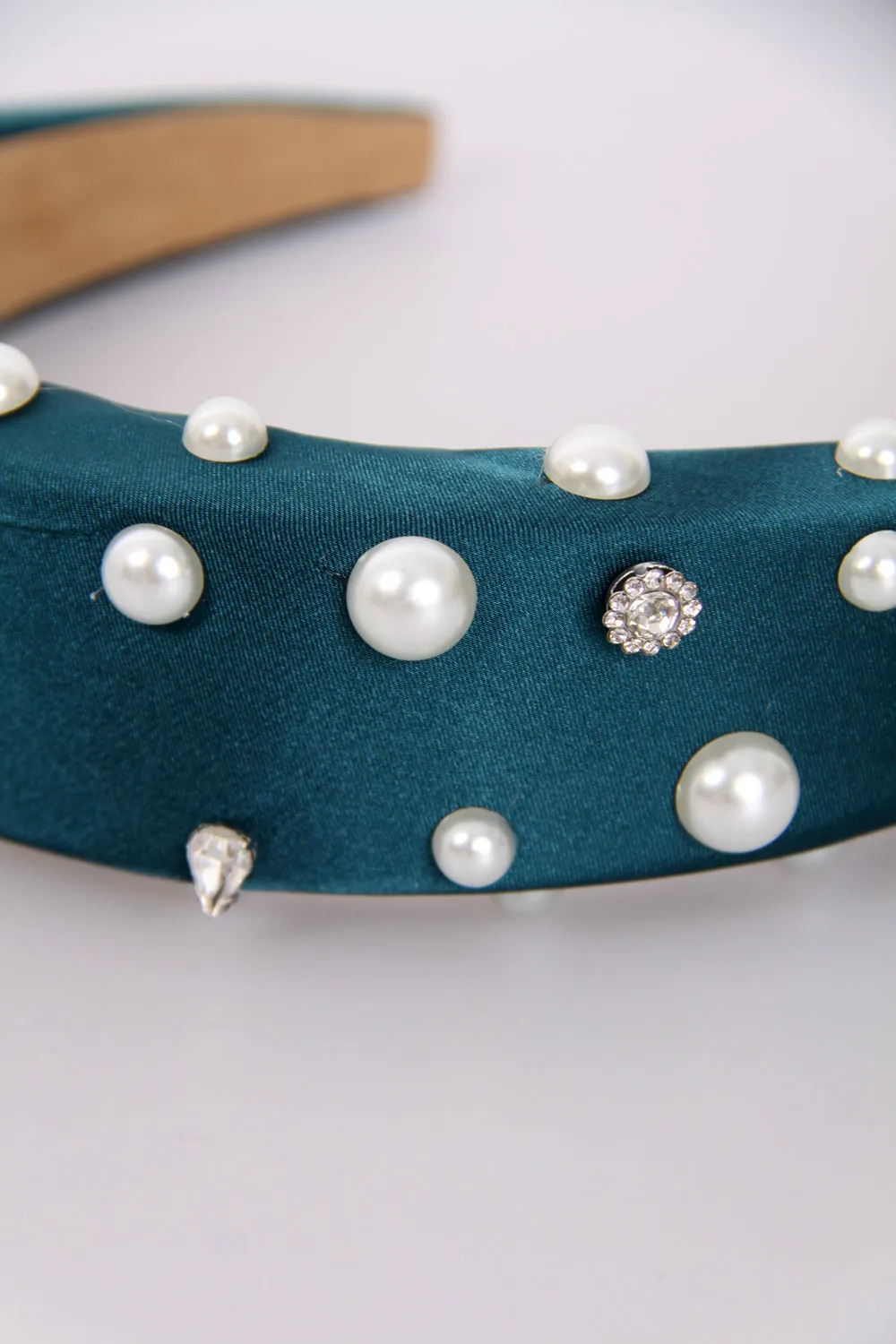 Jewels And Pearls Thick Padded Satin HAIRBAND Headbands