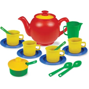 Kidzlane Play Tea Set, 15  Durable Plastic Pieces, Safe and BPA Free for Childrens Tea