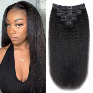 Kinky Straight Human Hair Clip in Extensions 120G 12Inch - 26 Inches