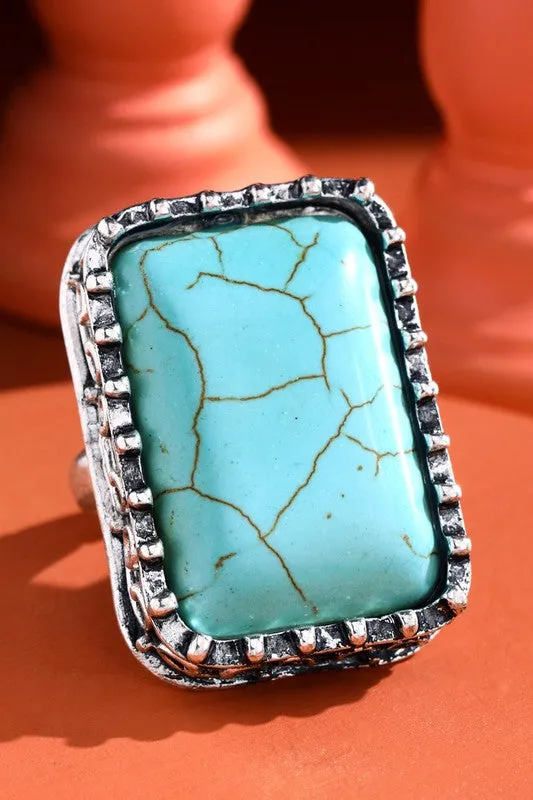 Large Faux Turquoise Statement Ringp