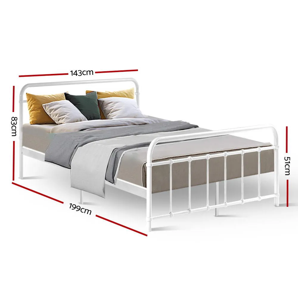 Leo Metal Double Bed Frame White