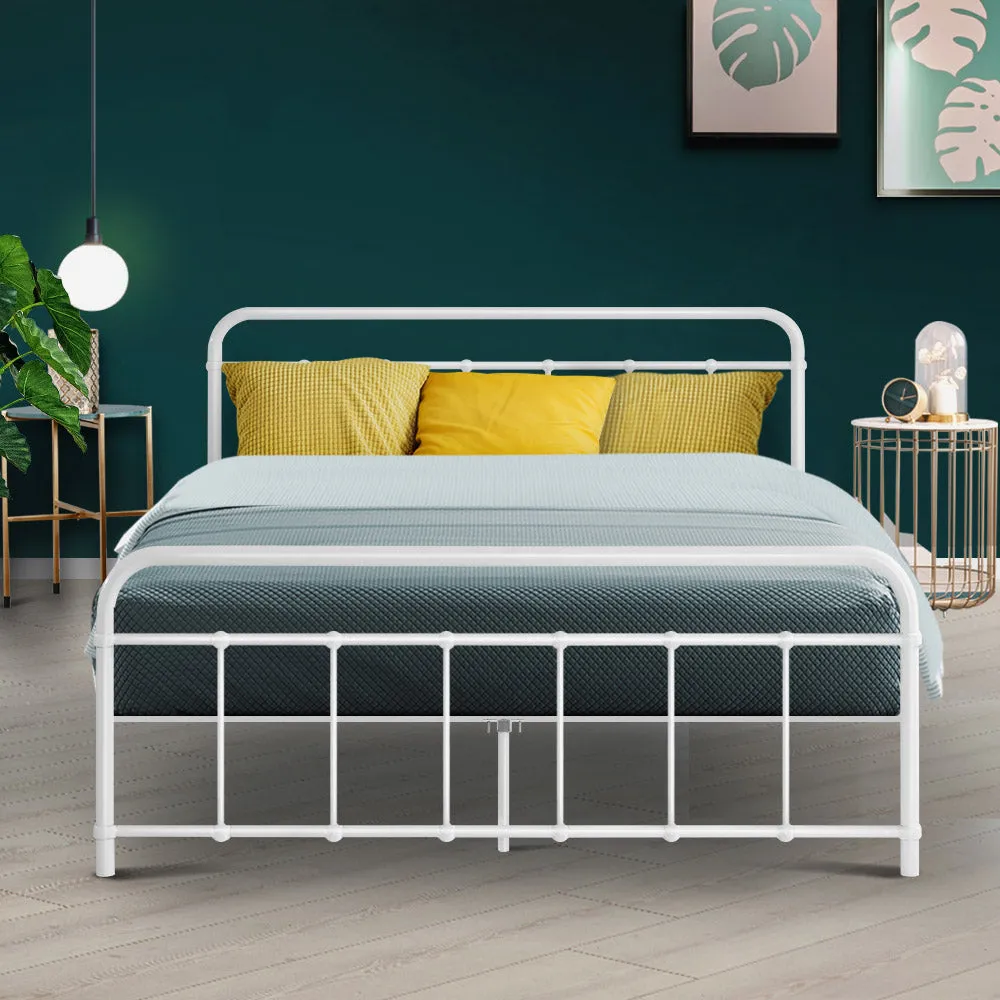 Leo Metal Double Bed Frame White