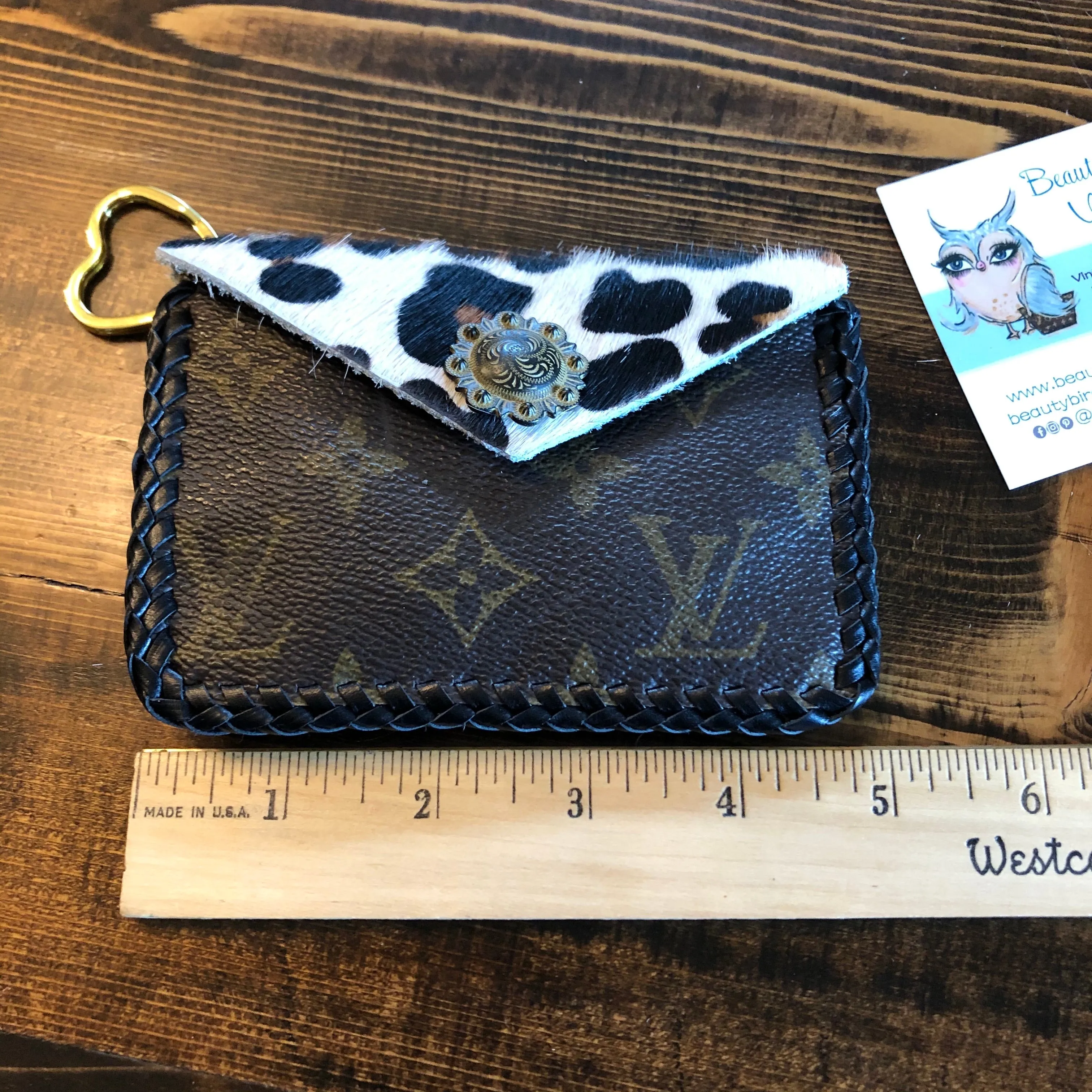 Leopard Print Vintage Card Holder/Key Chain