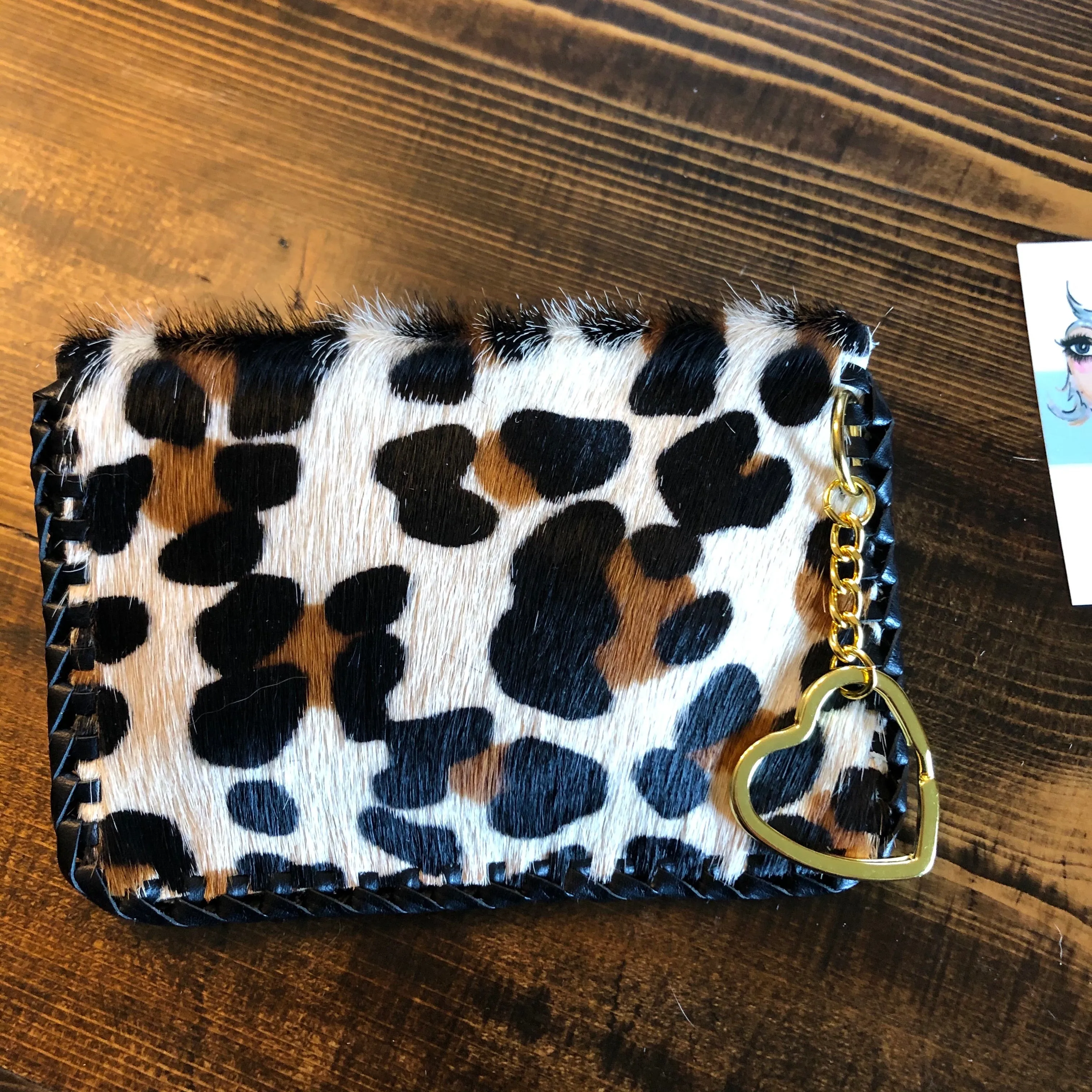 Leopard Print Vintage Card Holder/Key Chain