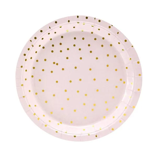 Light Pink Polka Dots Party Plates x 6