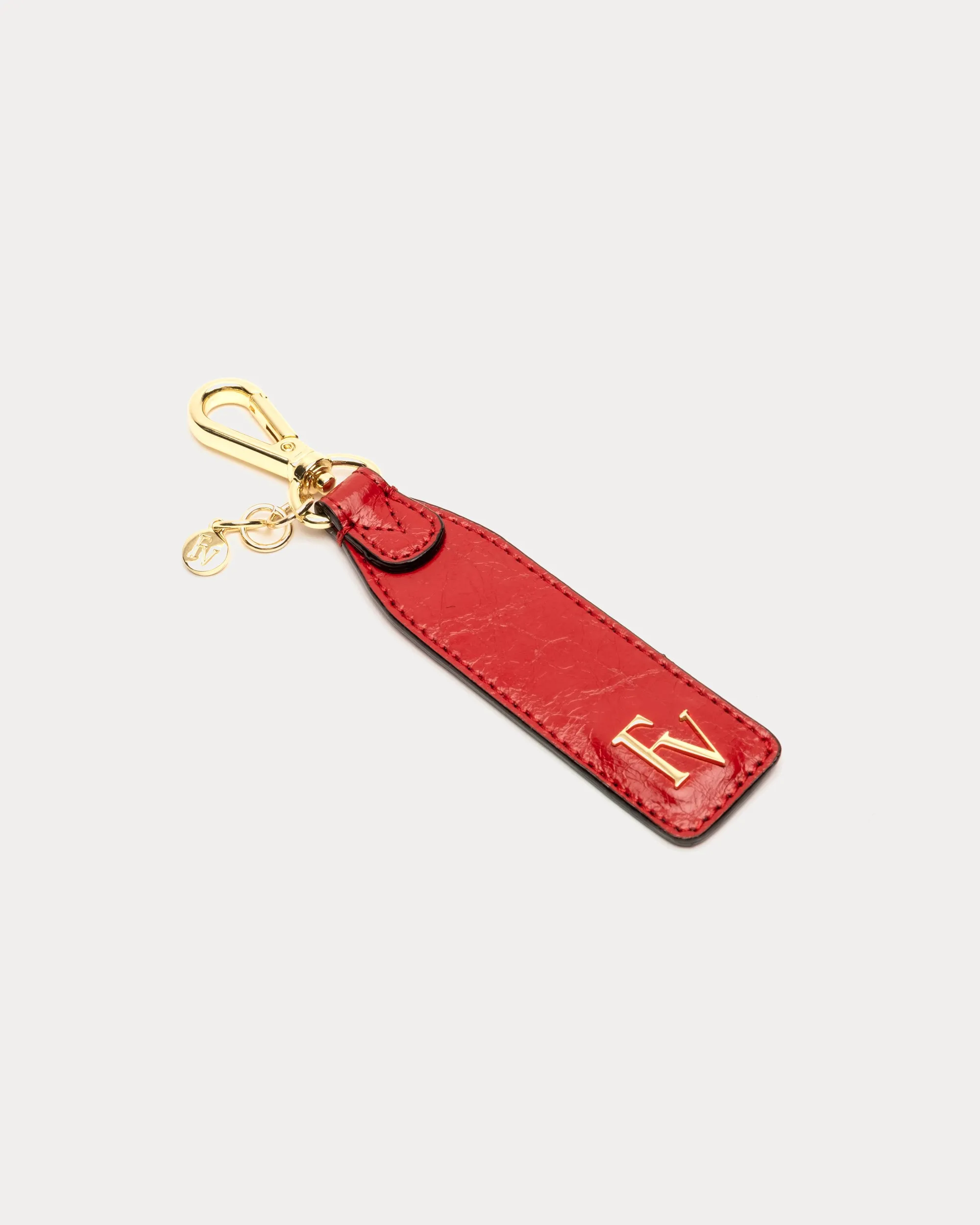 Logo Keychain Crinkled Leather