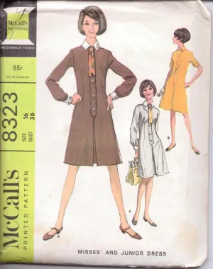 McCall's 8323 Ladies Shirtwaist Dress Vintage 1960's Sewing Pattern Size 16 Bust 36