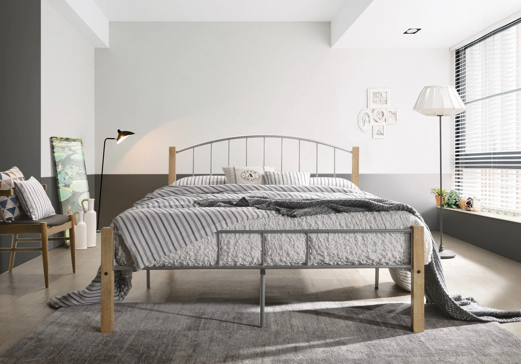 Metal Queen Bed Frame Natural   Silver