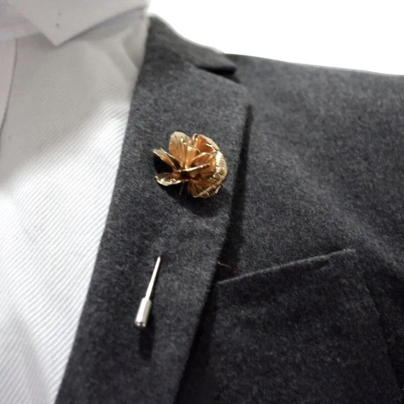 Metal Rose Flower Lapel Pin