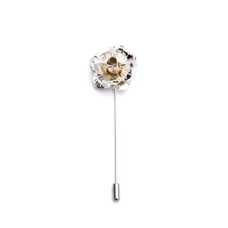 Metal Rose Flower Lapel Pin