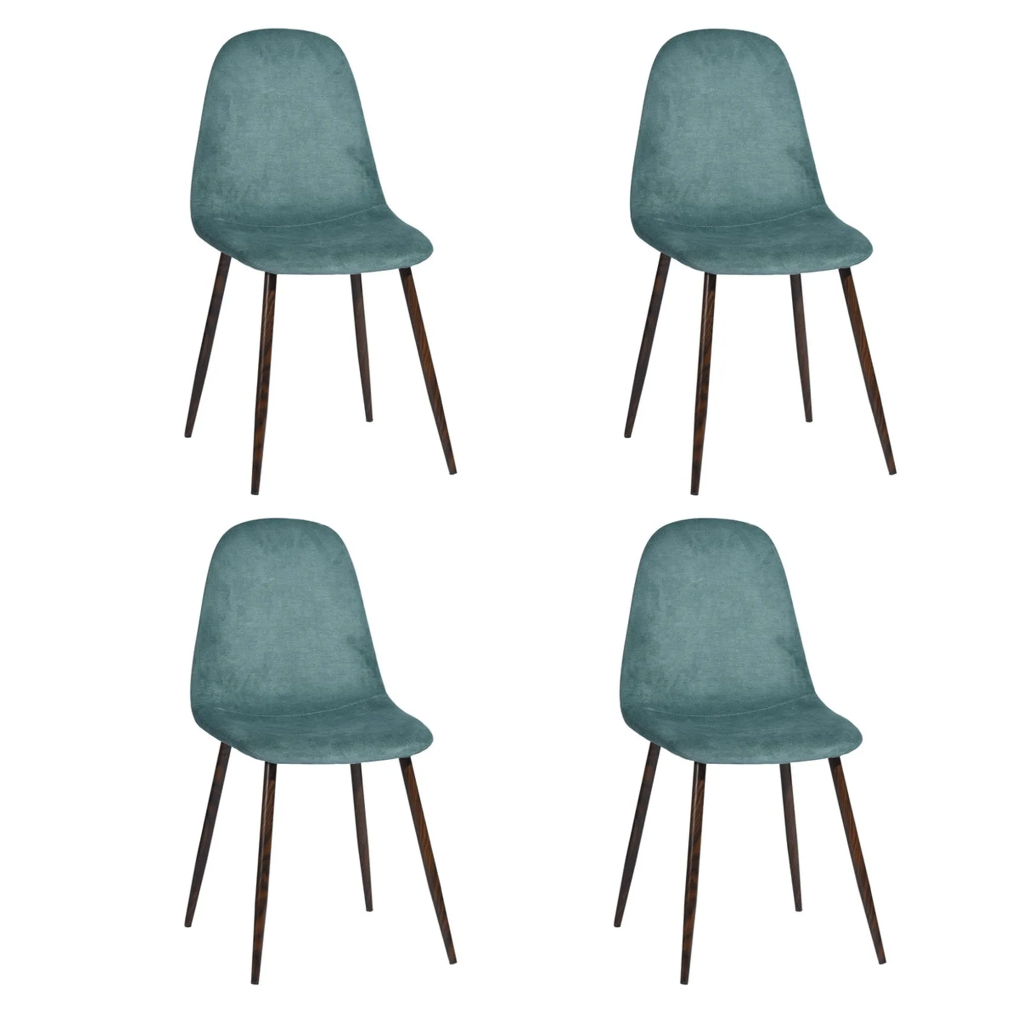 Mid-Century Modern Fabric Dining Chairs with Walnut Painting legs (Set of 4)