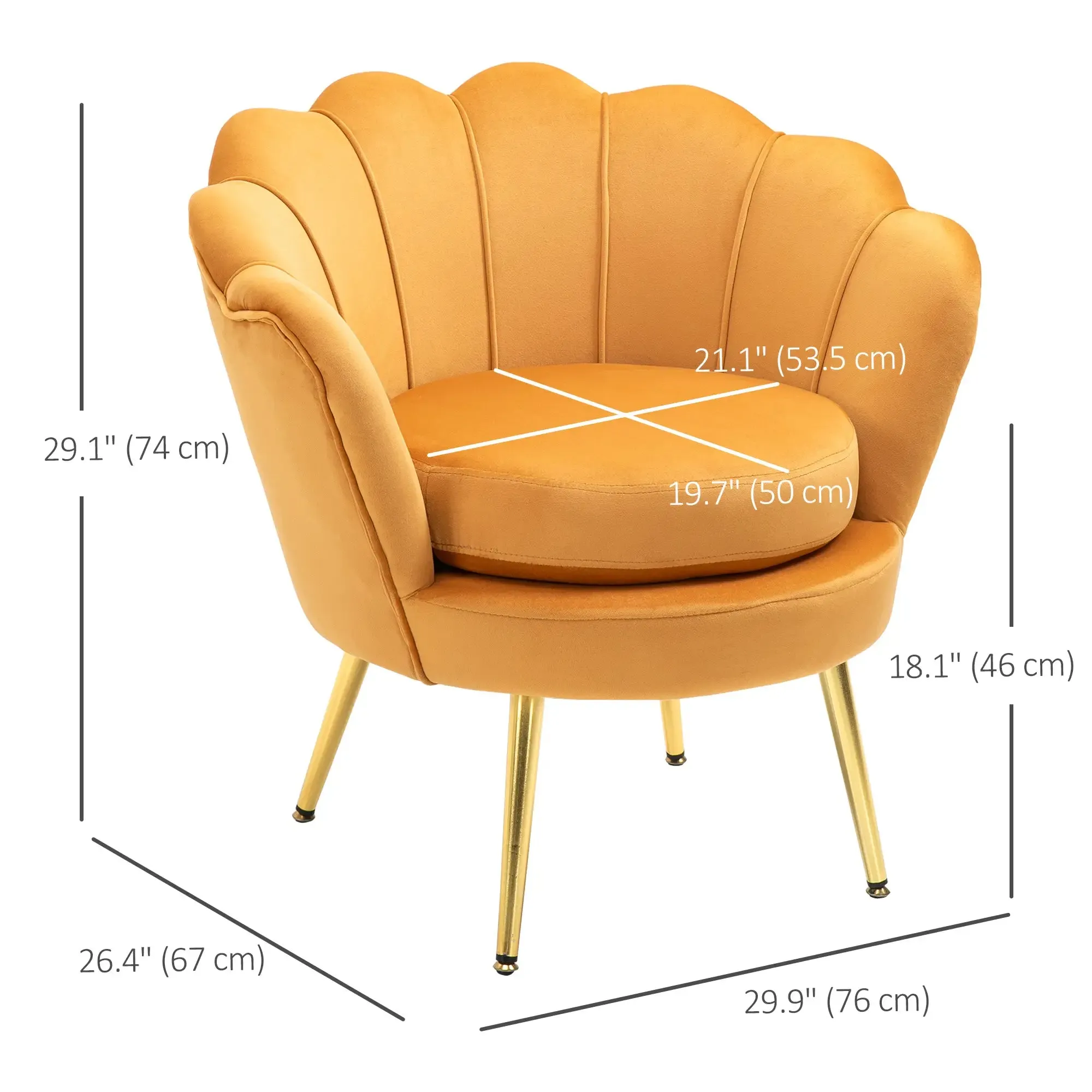 Modern Chair with Velvet-Touch Fabric and Gold Metal Legs - Available in 5 Colours