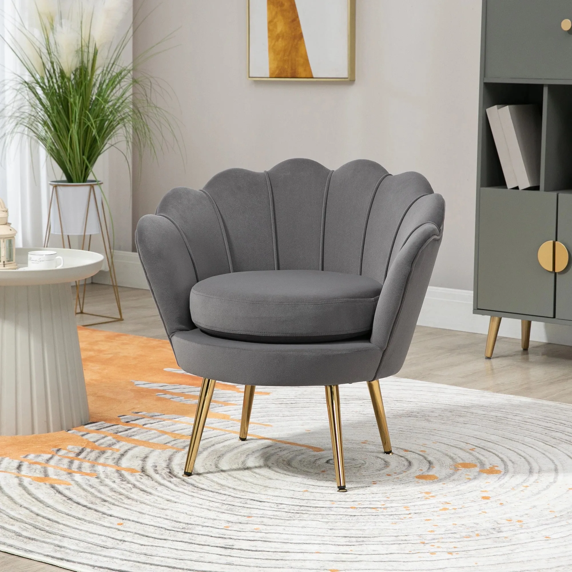 Modern Chair with Velvet-Touch Fabric and Gold Metal Legs - Available in 5 Colours