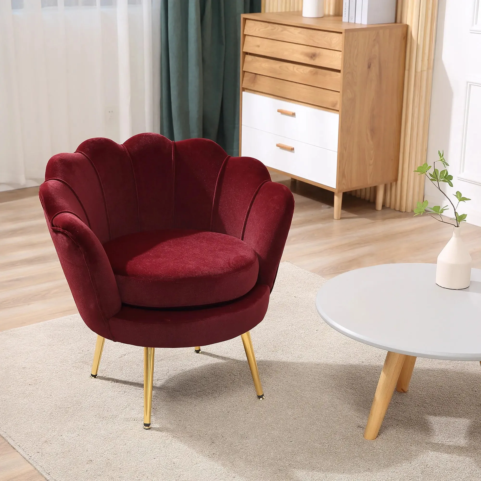 Modern Chair with Velvet-Touch Fabric and Gold Metal Legs - Available in 5 Colours