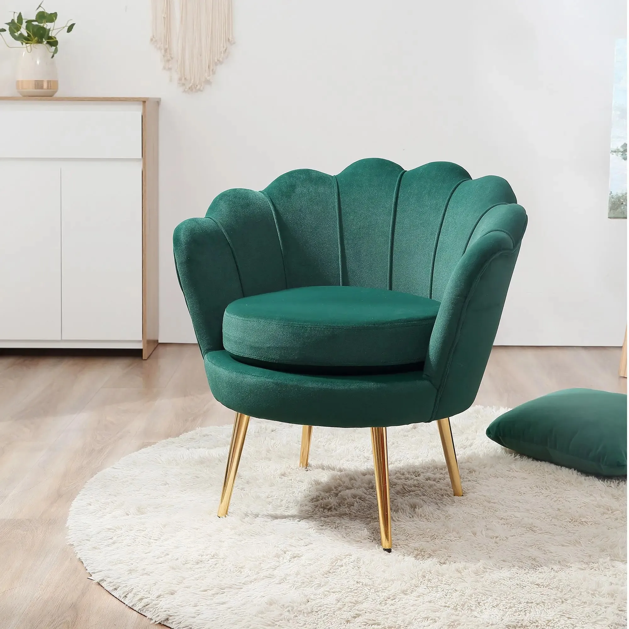 Modern Chair with Velvet-Touch Fabric and Gold Metal Legs - Available in 5 Colours