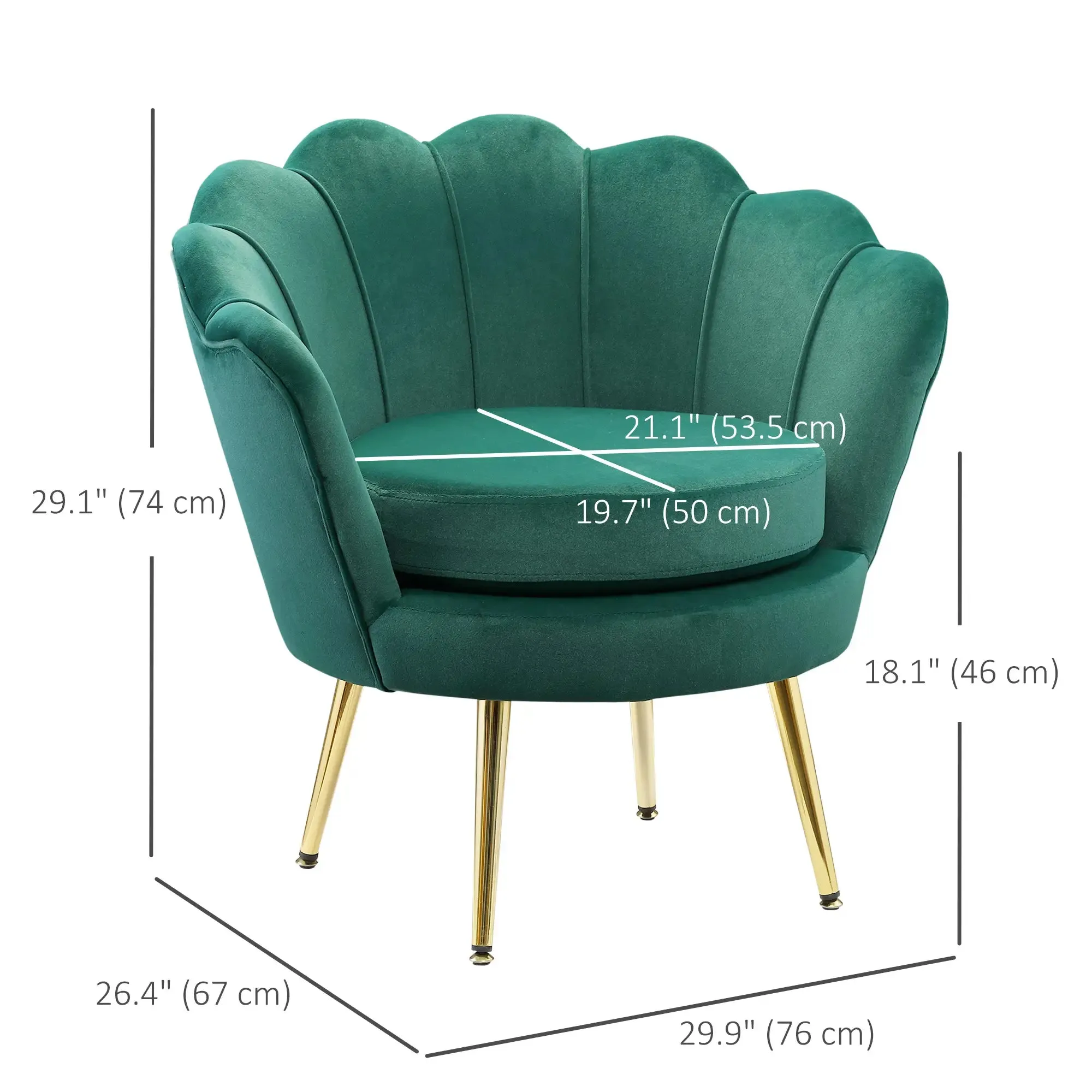 Modern Chair with Velvet-Touch Fabric and Gold Metal Legs - Available in 5 Colours