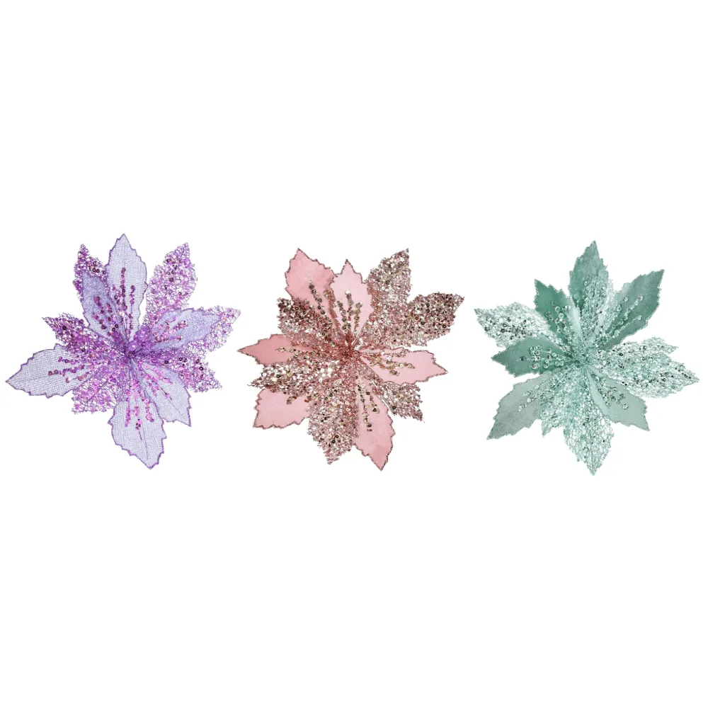 Mystic Jewel Poinsettia Clip Asst