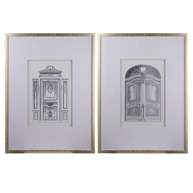 Ornate Doors Fake Pencil Wall Art set of 2